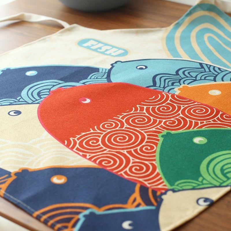 Phantomon Aprons for Women Cartoon Japanese Style Lovely Fish Print Chef Kitchen Cooking Funny Aprons (Adults) - Image 2